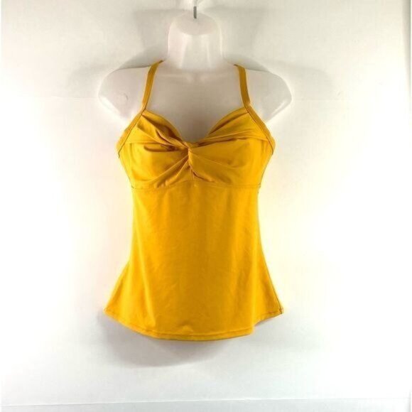 Athleta Women's Twist Up Tankini Swim Tank UPF 50+ Beach Vacation Yellow 32 B/C - Picture 6 of 7